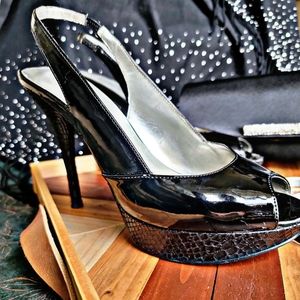 Guess Sling-back Peep-toe Platform Stilettos